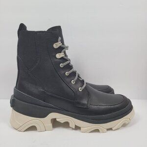 Sorel Brex Lace Up Women's Waterproof Black Leather Boots US Size 8.5 NWT